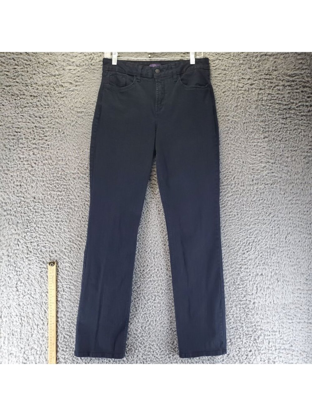 Nydj Jeans Womens 10 Black Marilyn Straight Stretch Denim